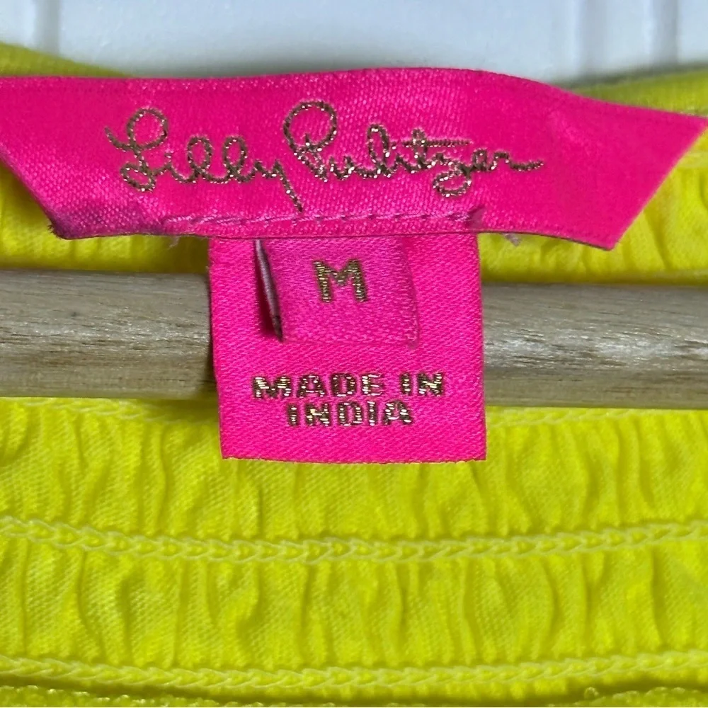 Lilly Pulitzer Nailah Tassel Sleeve Lillys Lemon Pima Cotton Women's Top Sz M - Picture 7 of 9